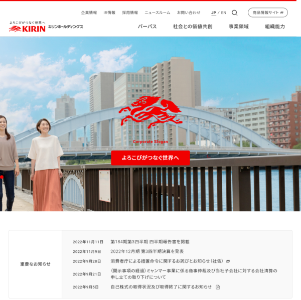 キリンホールディングスのサイトについて- 闘志の脱力|webサイト100選
